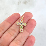 Pendant Crúz Tupida 2.05gr / 2.8cm / Multicolor Zircons 18K Yellow Gold