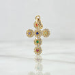 Pendant Crúz Tupida 2.05gr / 2.8cm / Multicolor Zircons 18K Yellow Gold