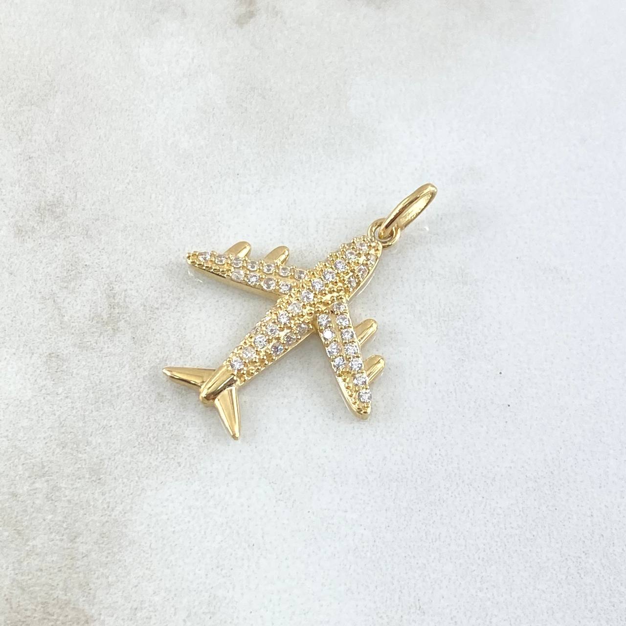 Pendant Airplane 2.95gr / 3.1cm / White Zircons 18K Yellow Gold