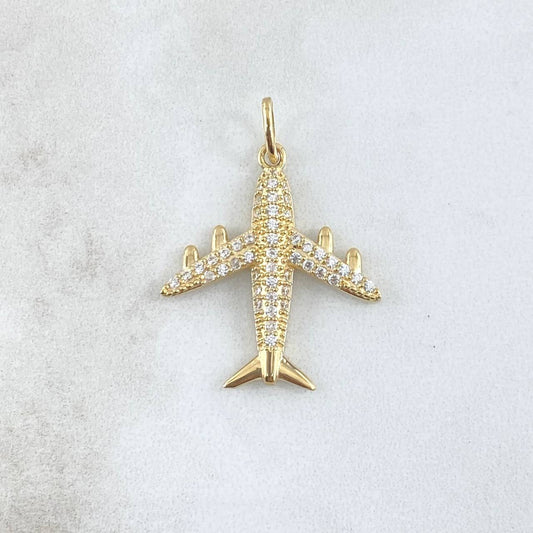 Pendant Airplane 2.95gr / 3.1cm / White Zircons 18K Yellow Gold