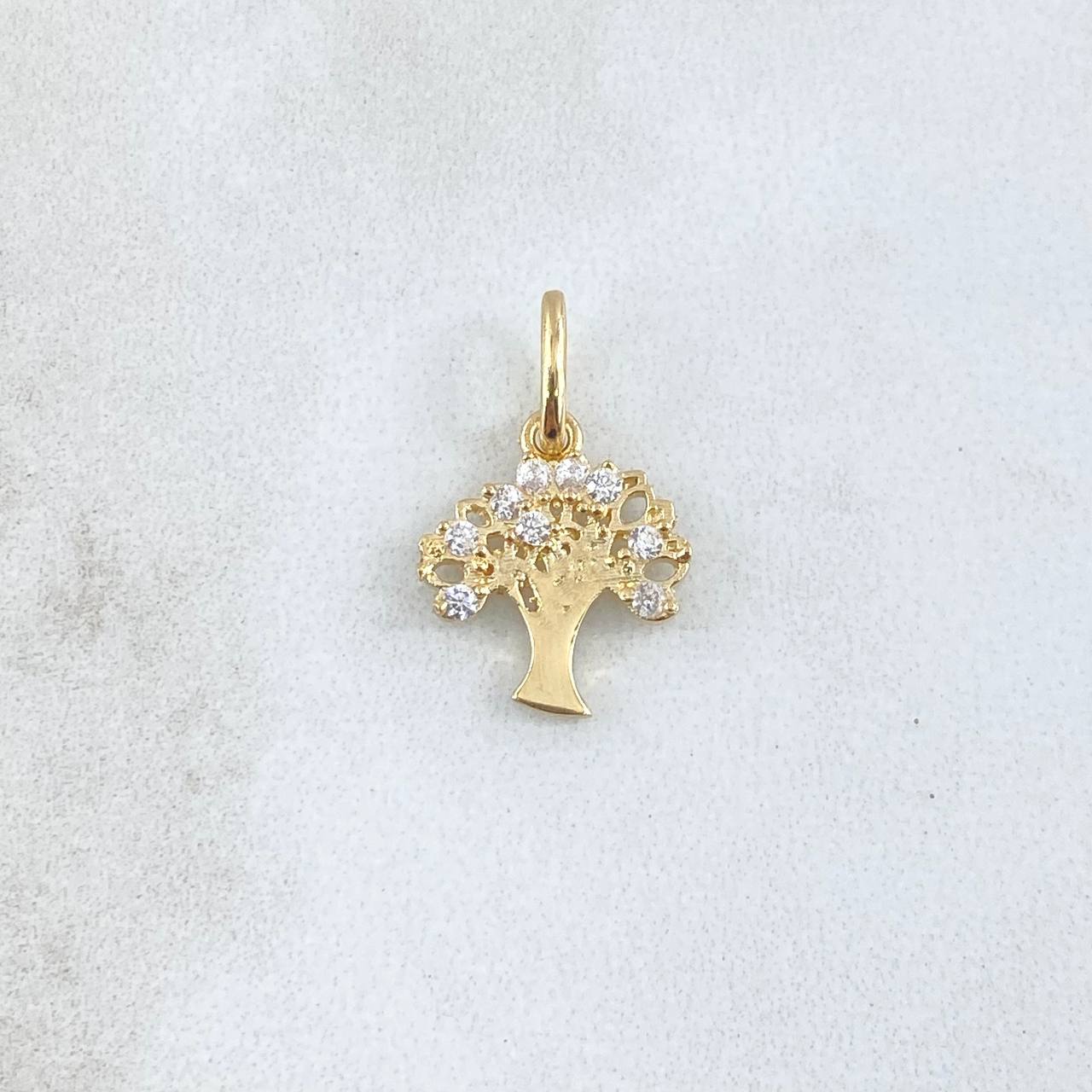 Dije Arból 1.15gr / 1.9cm / Circones Blancos Oro Amarillo 18K