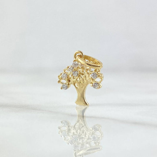 Dije Arból 1.15gr / 1.9cm / Circones Blancos Oro Amarillo 18K