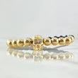 Black Bracelet Charm Skull 5gr / 6mm Beads Polished 10pcs White Zircons 18K Yellow Gold