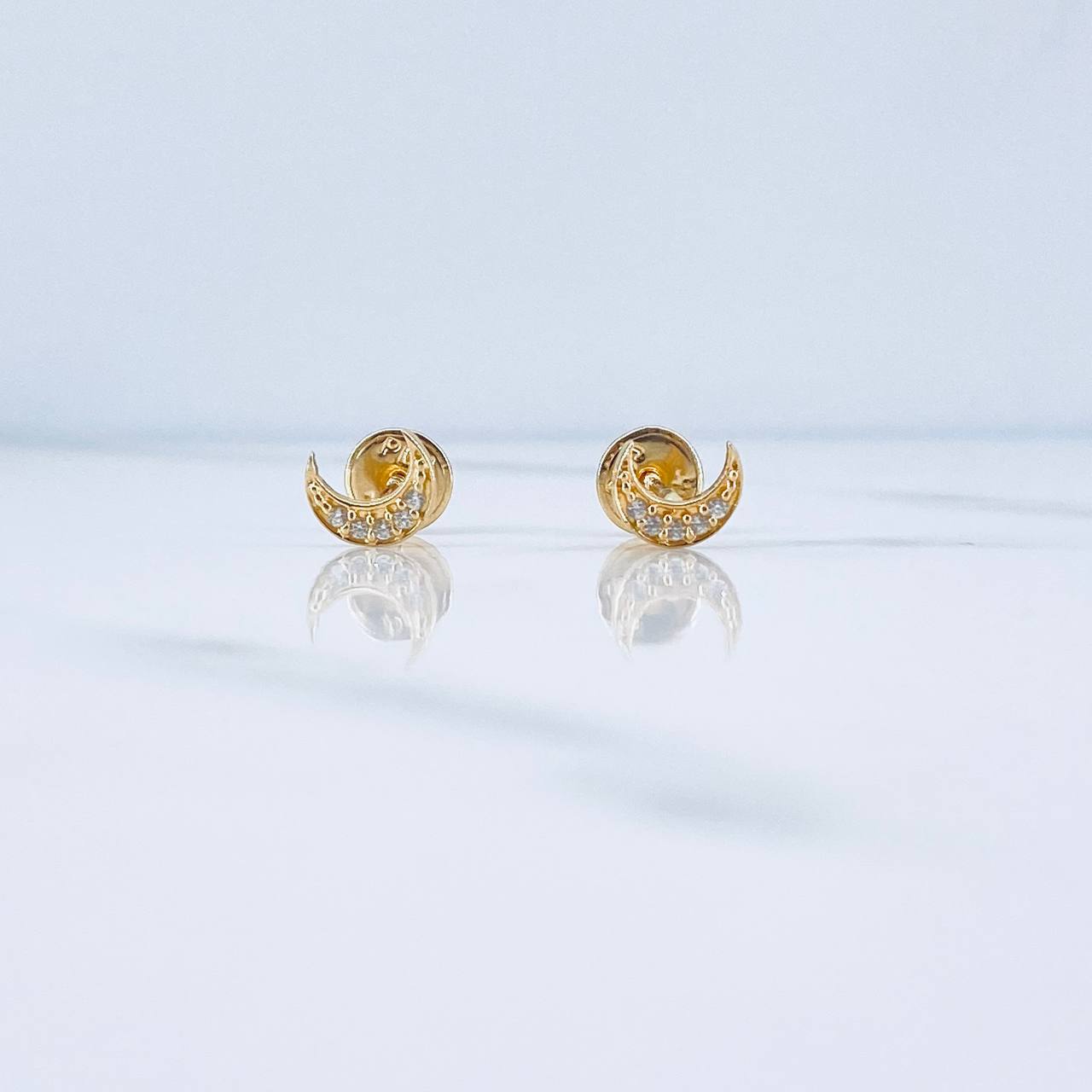 Topos Luna 0.65gr / Circones Blancos Oro Amarillo 18K &