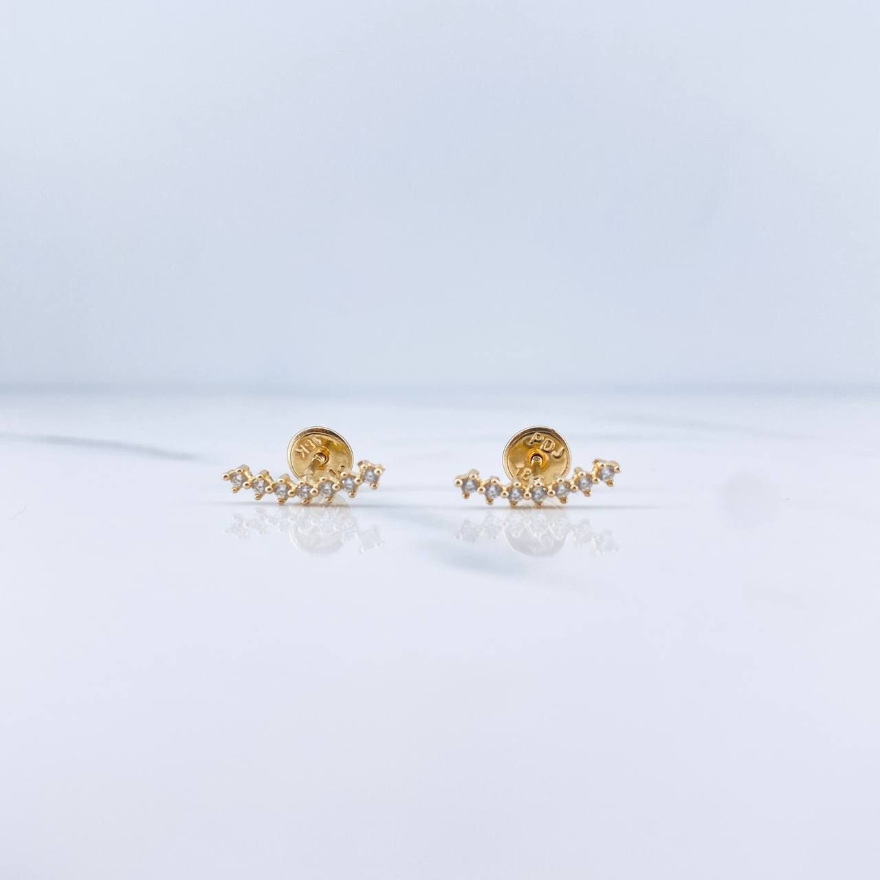 Stud Earrings Line 0.75gr / White Zircons 18K Yellow Gold &