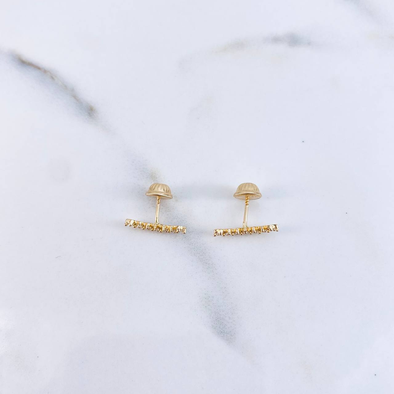 Stud Earrings Line 0.75gr / White Zircons 18K Yellow Gold &