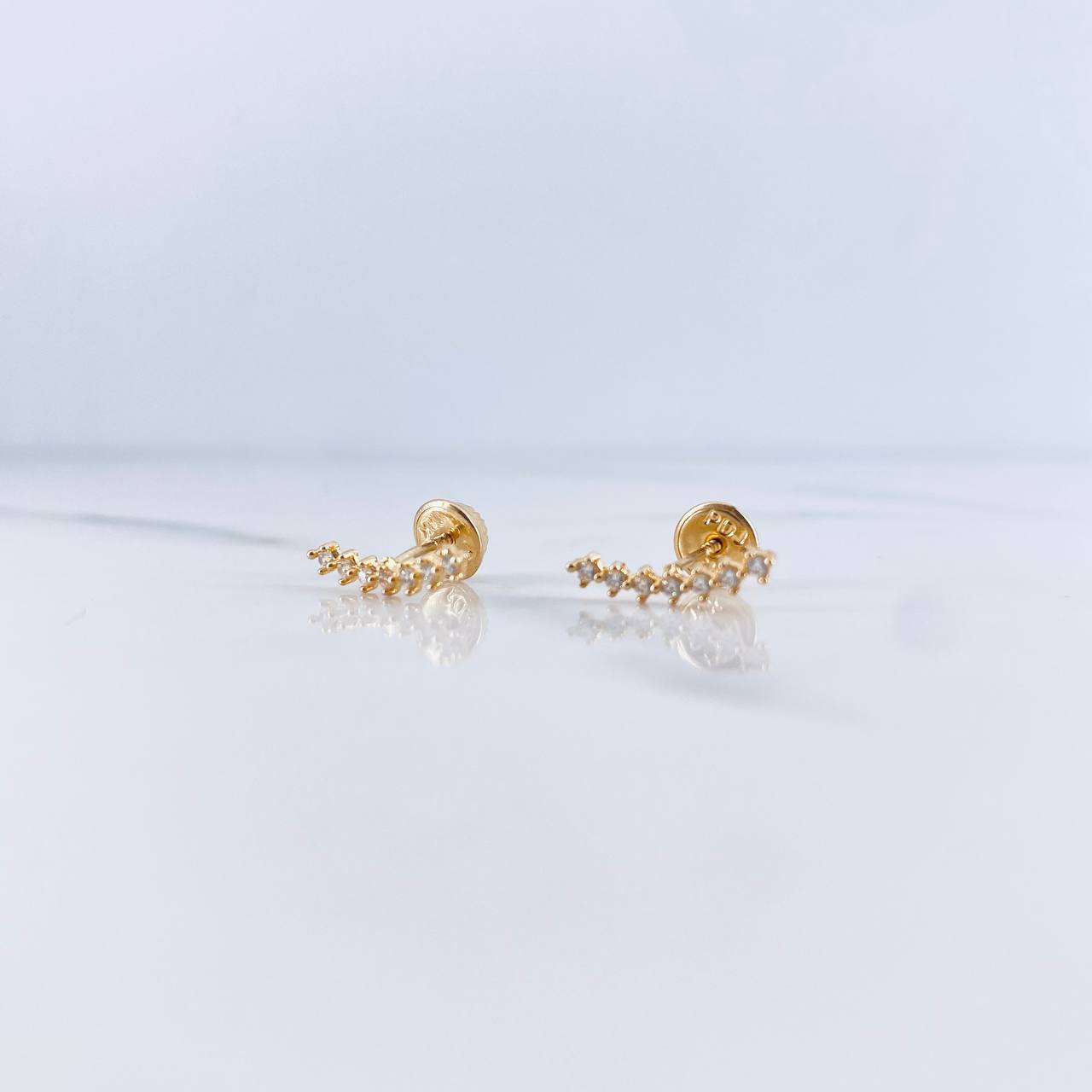Stud Earrings Line 0.75gr / White Zircons 18K Yellow Gold &