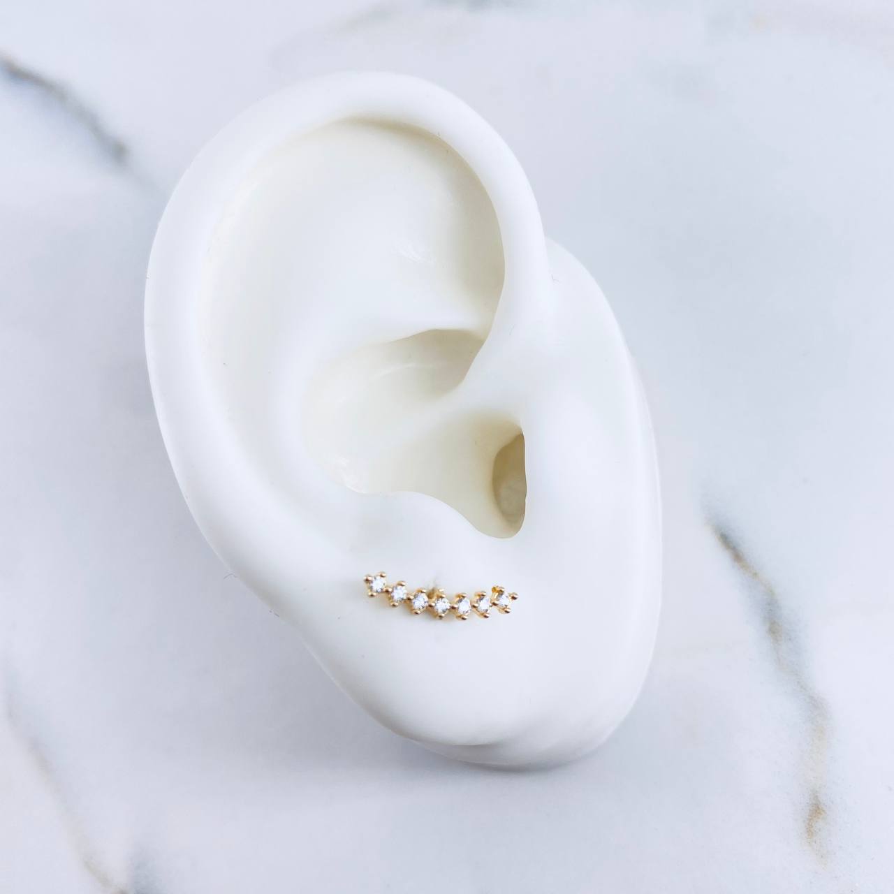 Stud Earrings Line 0.75gr / White Zircons 18K Yellow Gold &