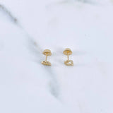 Topos Silueta Corazon 0.75gr / Circones Blancos Oro Amarillo 18K $