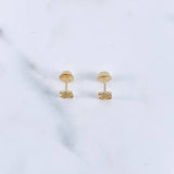 Stud Earrings Bear Earrings 0.75gr / White Zirconia 18K Yellow Gold &