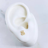 Stud Earrings Bear Earrings 0.75gr / White Zirconia 18K Yellow Gold &