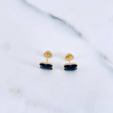 Stud Earrings Clover 1.25gr / 8mm Black Resin 18K Yellow Gold &