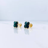 Topos Trebol  1.25gr / 8mm Resina Verde Oro Amarillo 18K &