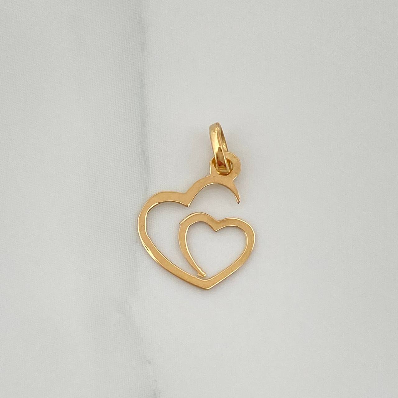 Dije Silueta Corazón Doble 0.25gr / 1/2 in / Oro Amarillo 18K %