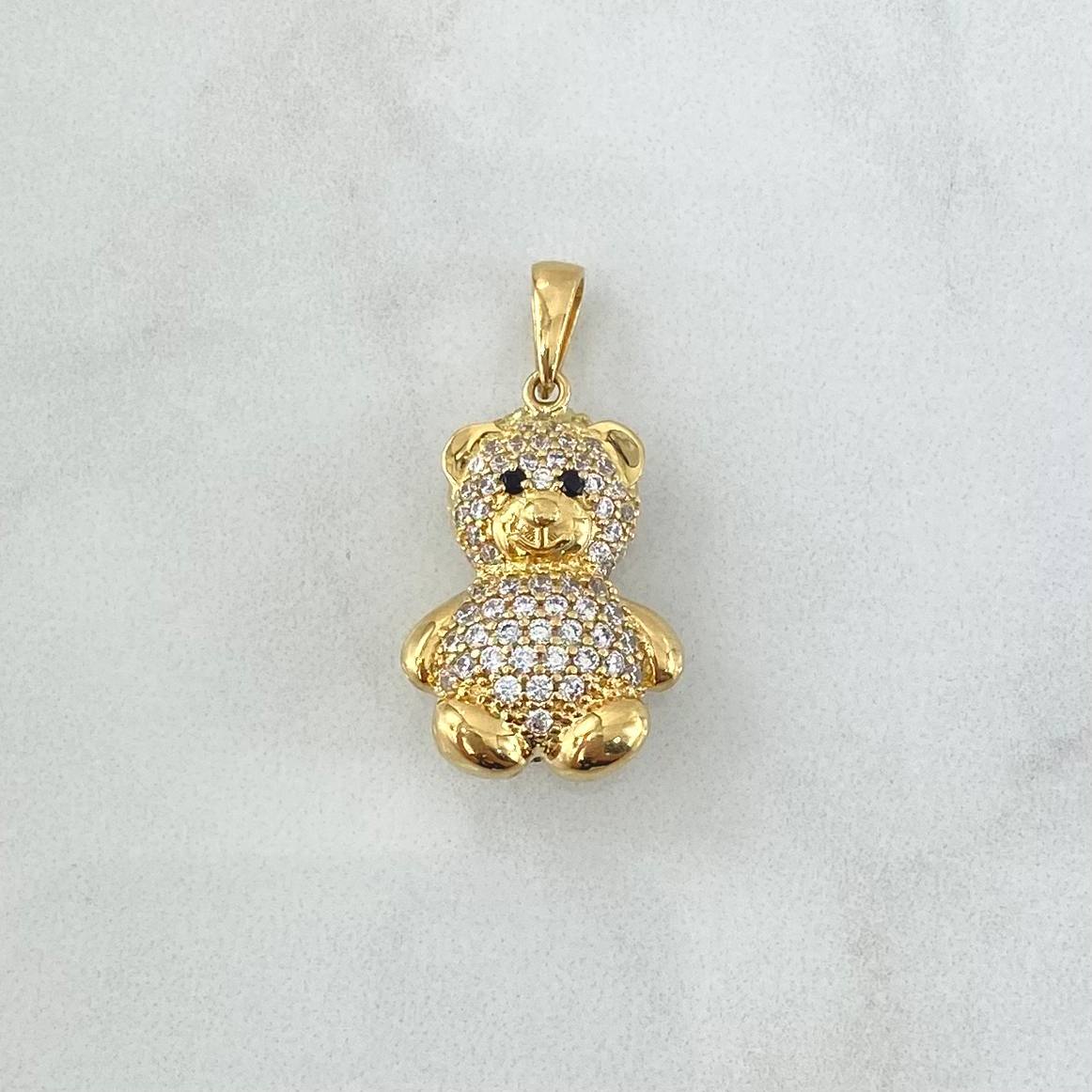 Pendant Bear 7.35gr / 3cm / White and Black Zircons 18K Yellow Gold *