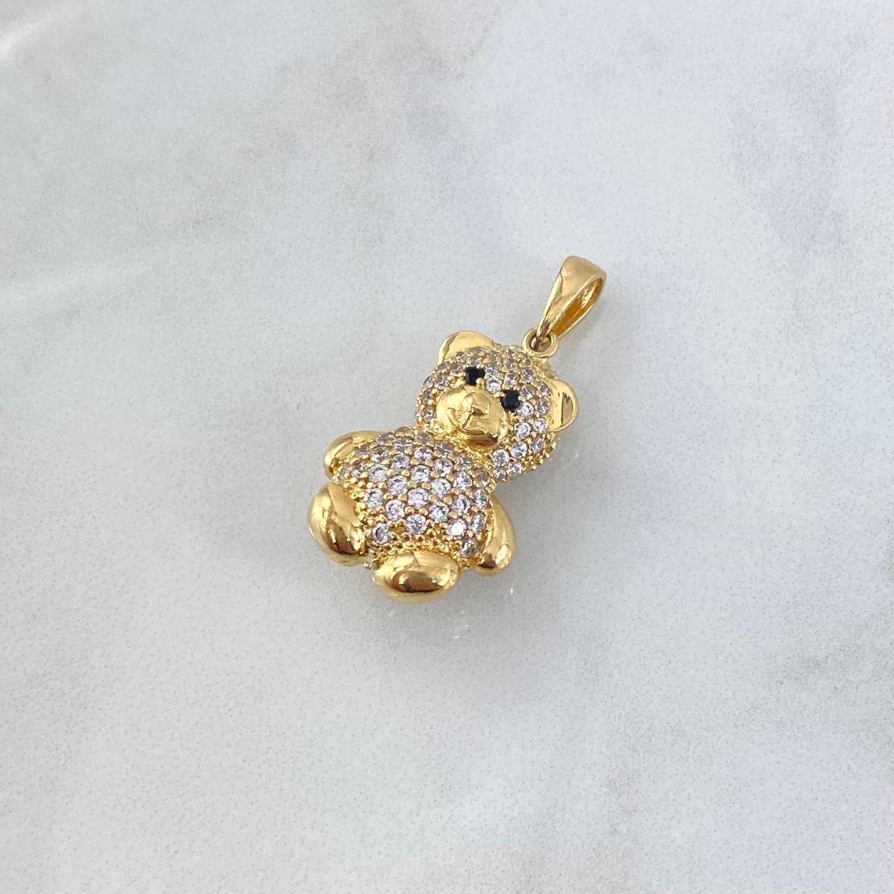 Pendant Bear 7.35gr / 3cm / White and Black Zircons 18K Yellow Gold *
