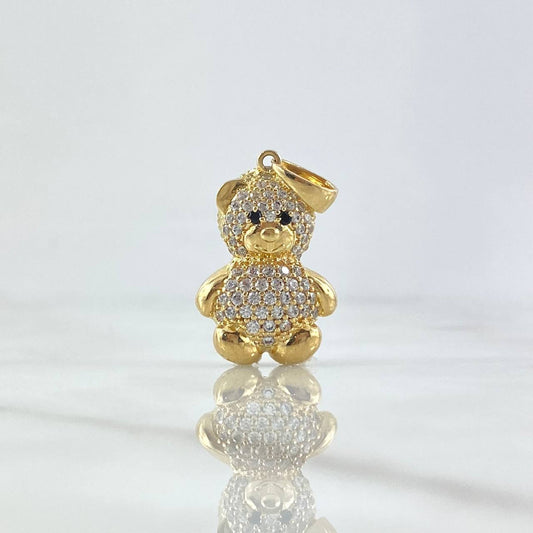 Pendant Bear 7.35gr / 3cm / White and Black Zircons 18K Yellow Gold *