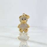 Pendant Bear 7.35gr / 3cm / White and Black Zircons 18K Yellow Gold *