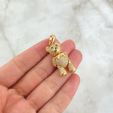 Pendant Articulated Bear 8.6gr / 3.7cm / Bow - White and Blue Zircons 18K Yellow Gold *