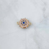 Charm Mobile Tow Bar 3.95gr / 2.4cm / White and Blue Zircons Three 18K Golds *