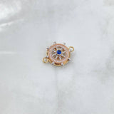Charm Mobile Tow Bar 3.95gr / 2.4cm / White and Blue Zircons Three 18K Golds *