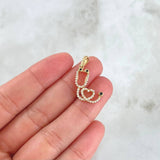 Dije Estetoscopio 2.3gr / 2.6cm / Circones Blancos Y Negros Oro Amarillo 18K *