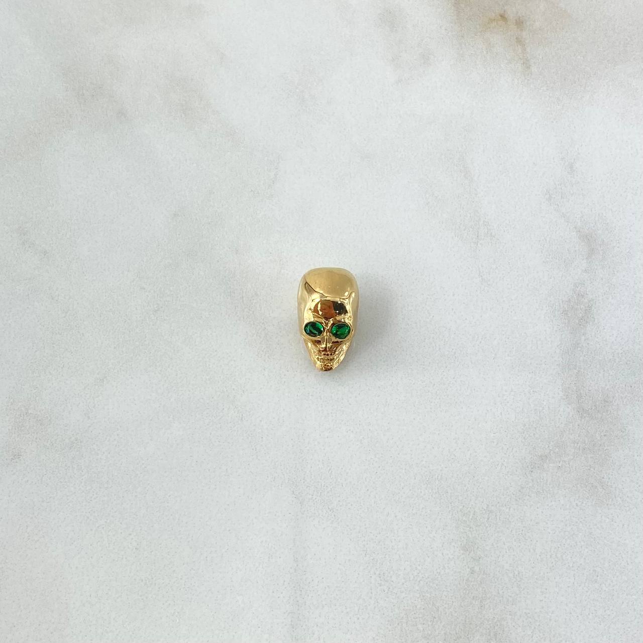 Herraje Calavera 2.6gr / 1.2cm / Circones Verdes Oro Amarillo 18K *