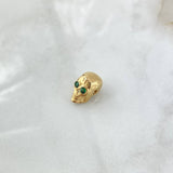 Herraje Calavera 2.6gr / 1.2cm / Circones Verdes Oro Amarillo 18K *