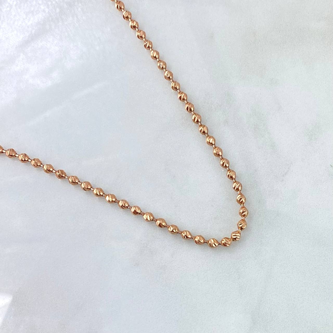 Military Chain 17.2gr / 60cm / 3mm Bead Diamond Cut 18K Rose Gold *