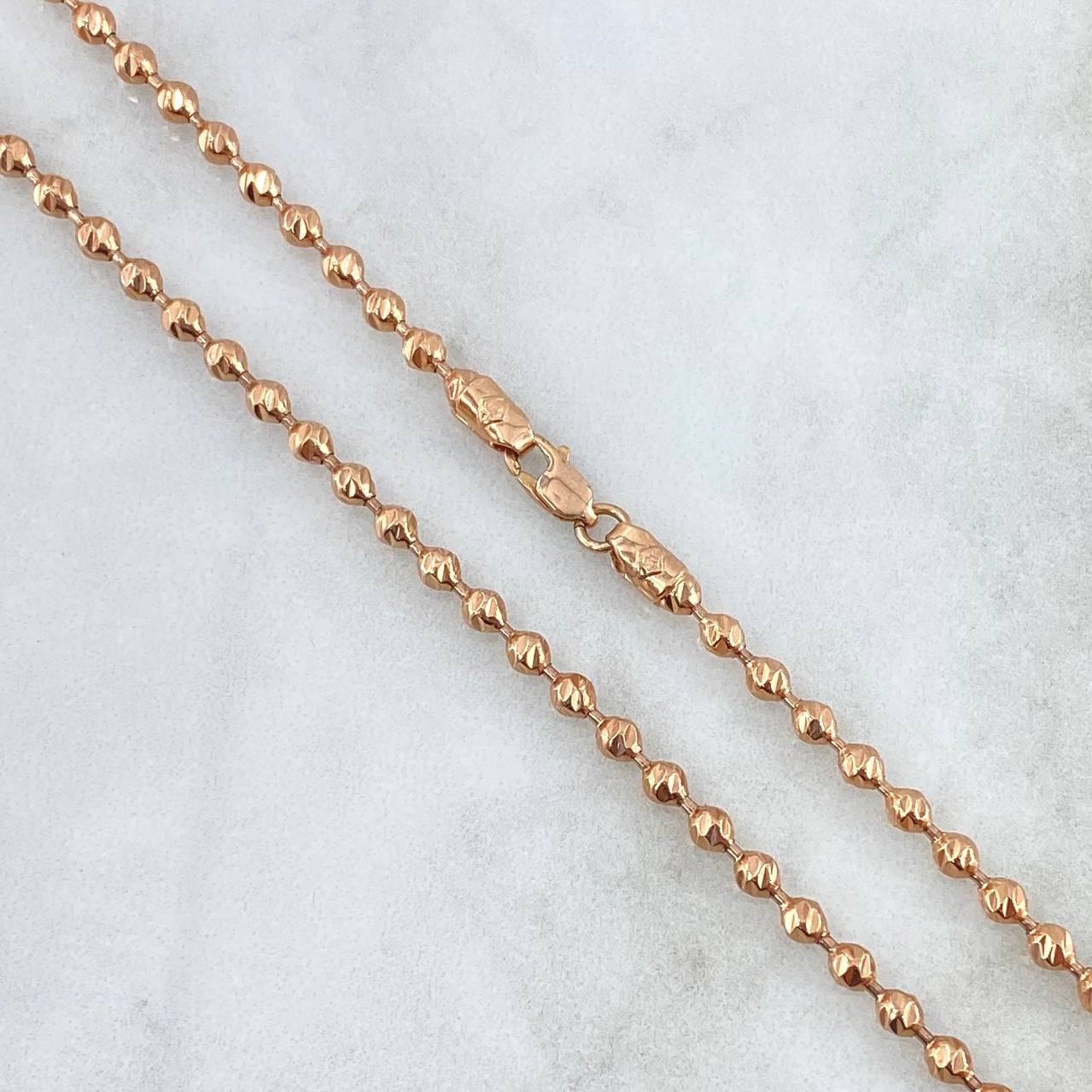 Military Chain 17.2gr / 60cm / 3mm Bead Diamond Cut 18K Rose Gold *