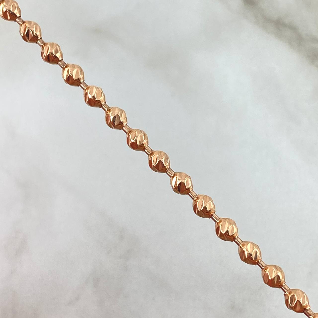Military Chain 17.2gr / 60cm / 3mm Bead Diamond Cut 18K Rose Gold *