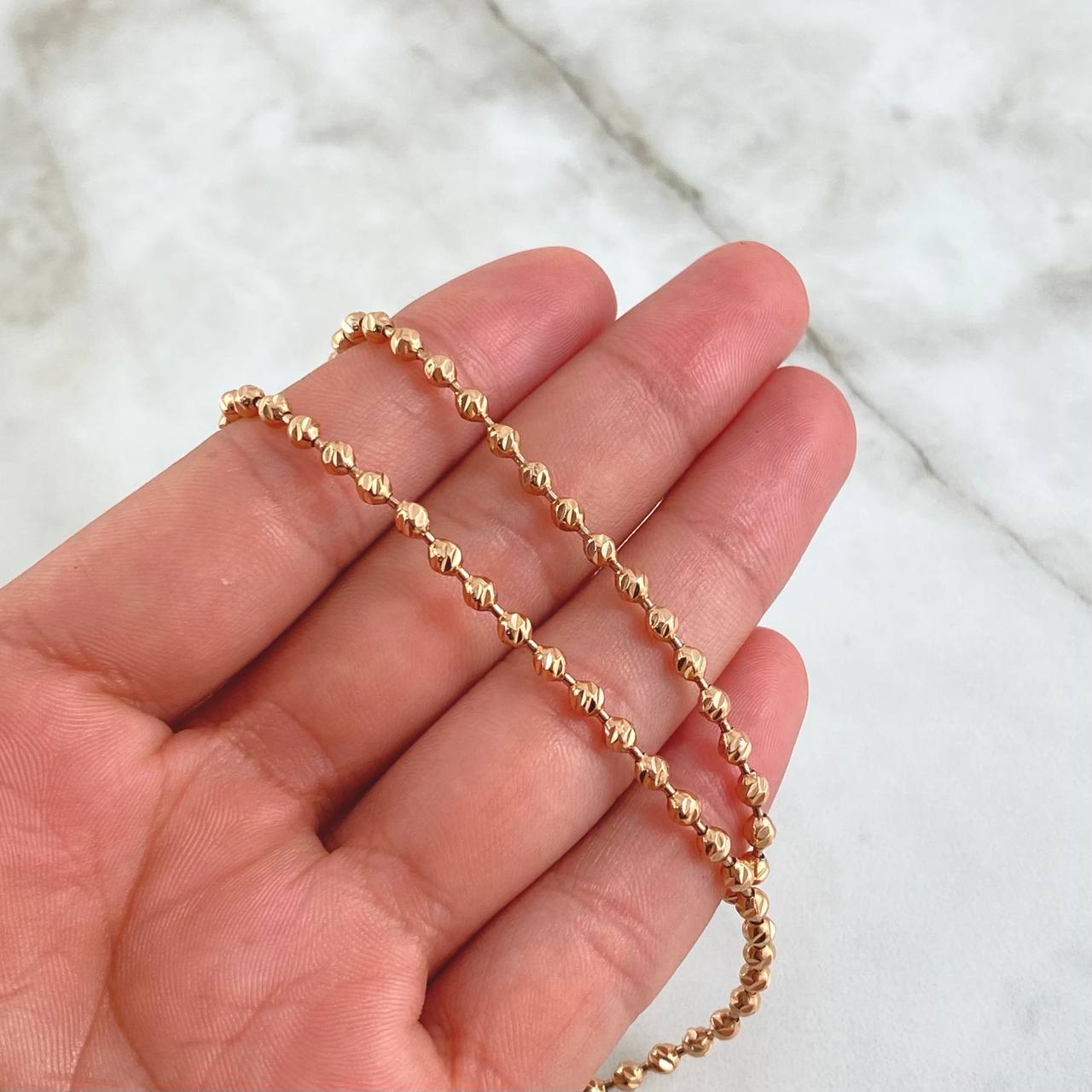 Military Chain 17.2gr / 60cm / 3mm Bead Diamond Cut 18K Rose Gold *