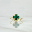 Ring Clover VCyA 2.3gr / Size 7 / Green Malachite Dotted 18K Yellow Gold