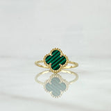 Ring Clover VCyA 2.3gr / Size 7 / Green Malachite Dotted 18K Yellow Gold