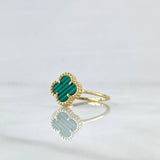 Ring Clover VCyA 2.3gr / Size 7 / Green Malachite Dotted 18K Yellow Gold