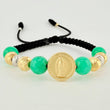 Pulsera Tejida Virgen Guadalupe Morrallas 8Mm-7Mm-6Mm-3Mm Dos Oros Amarillo Blanco 18K