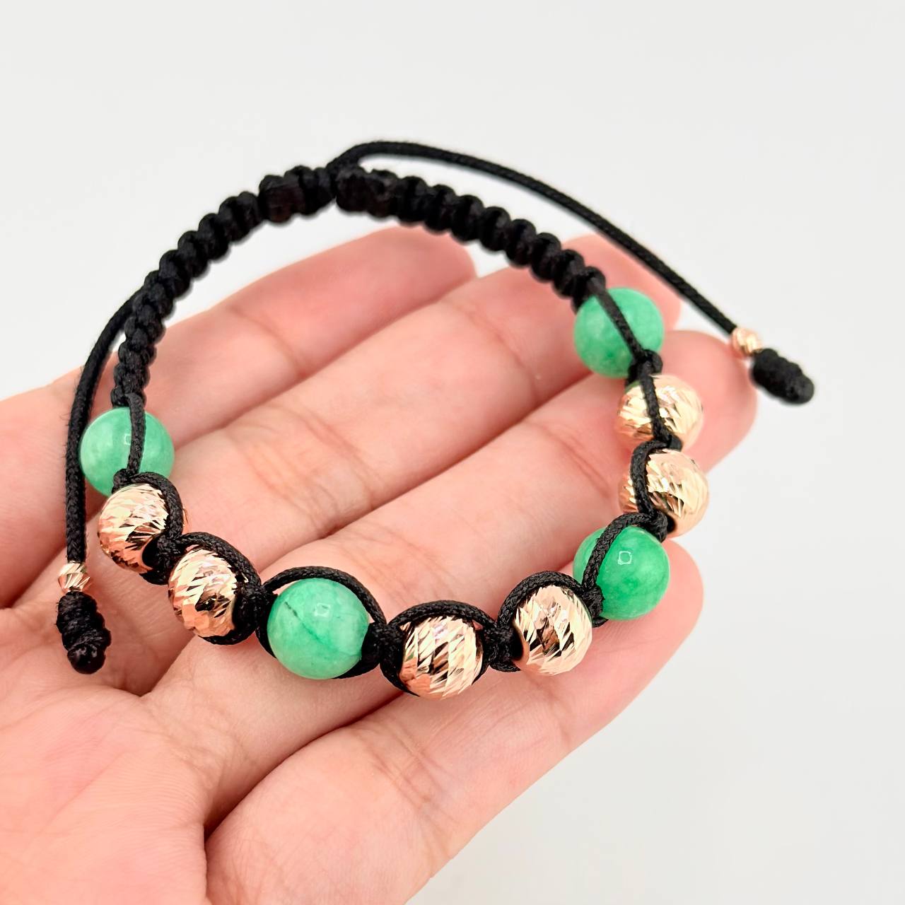 Pulsera Tejida Morallas 8Mm-3Mm Oro Rosa 18K