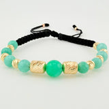 Pulsera Tejida Morallas Cilindros 6Mm-5Mm-3Mm Dos Oros Amarillo Rosa 18K