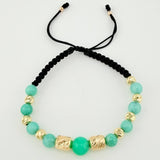 Pulsera Tejida Morallas Cilindros 6Mm-5Mm-3Mm Dos Oros Amarillo Rosa 18K