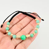 Pulsera Tejida Morallas Cilindros 6Mm-5Mm-3Mm Dos Oros Amarillo Rosa 18K