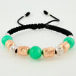 Pulsera Tejida Morrallas/ Cilindros 8Mm-6Mm-3Mm Dos Oros Blanco Rosa 18K