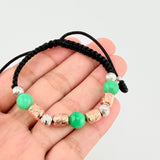 Pulsera Tejida Morrallas/ Cilindros 8Mm-6Mm-3Mm Dos Oros Blanco Rosa 18K