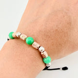 Pulsera Tejida Morrallas/ Cilindros 8Mm-6Mm-3Mm Dos Oros Blanco Rosa 18K