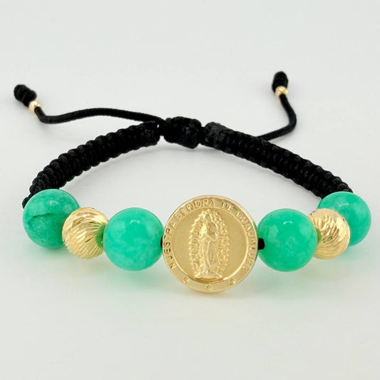 Woven Bracelet Miraculous Virgin Morallas 8Mm-7Mm-6Mm-5Mm-3Mm Yellow Gold 18K