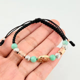 Pulsera Tejida Herraje San Benito Morallas /Cilindros 6Mm-3Mm Tres Oros 18K