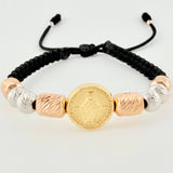 Woven Bracelet Miraculous Virgin Cylinders 6mm-3mm Yellow Gold 18K