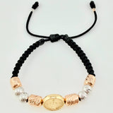 Woven Bracelet Miraculous Virgin Cylinders 6mm-3mm Yellow Gold 18K