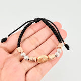Woven Bracelet Miraculous Virgin Cylinders 6mm-3mm Yellow Gold 18K