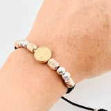 Woven Bracelet Miraculous Virgin Cylinders 6mm-3mm Yellow Gold 18K