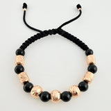 Woven Bracelet Diamond Cut Beads Cylinders 8Mm-6Mm Rose Gold 18K